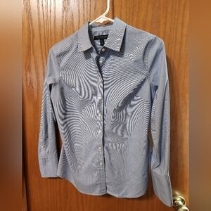 Banana Republic Striped Blue Button-Down Shirt, Riley Fit.